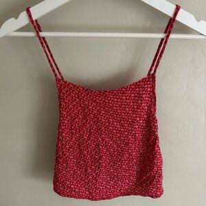 Brandy Melville Red Floral Crop Tank Top